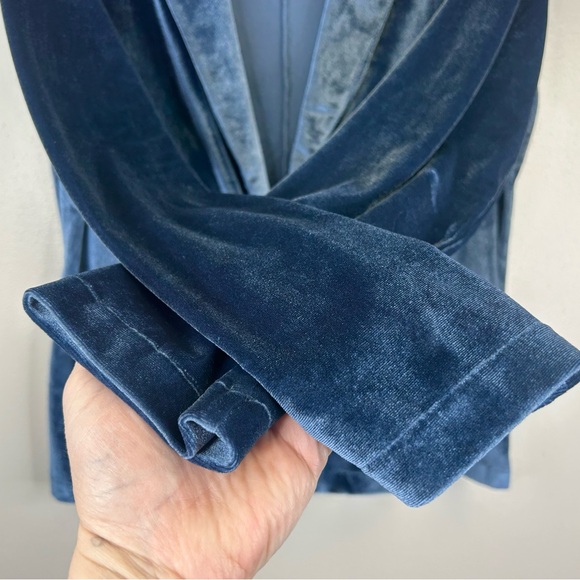Panhandle L Luxurious Velvet Women's Blue Blazer Festive Elegant Holiday Boho - Picture 6 of 11